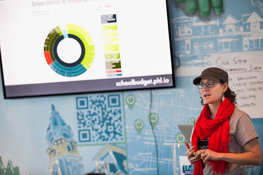 City Data Scientist Lauren Ancona gives open remarks on her rapid journey from hackathon to City Hall